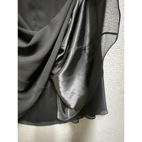 White House Black Market Black Ruched Top Chiffon A-Line Dress Womens Size 2 - Picture 8 of 9